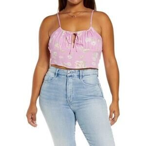 BP Women's Purple Floral Camisole Crop Top Plus Size 1X NWT